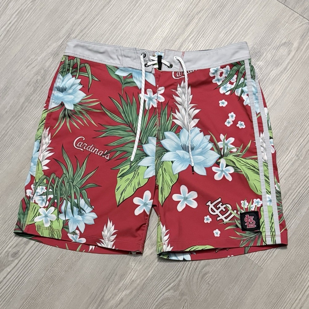 Hurley Phantom x '47 Mens 30 (32) Swim Trunks St Louis Cardinals Board Shorts 6"
